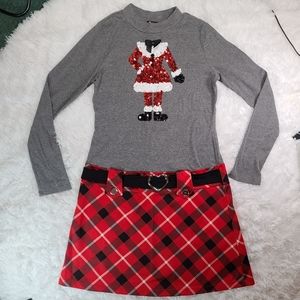 Pink & Violet Girls Sequins Plaid Belted Long Sleeve Christmas Dress Siz…